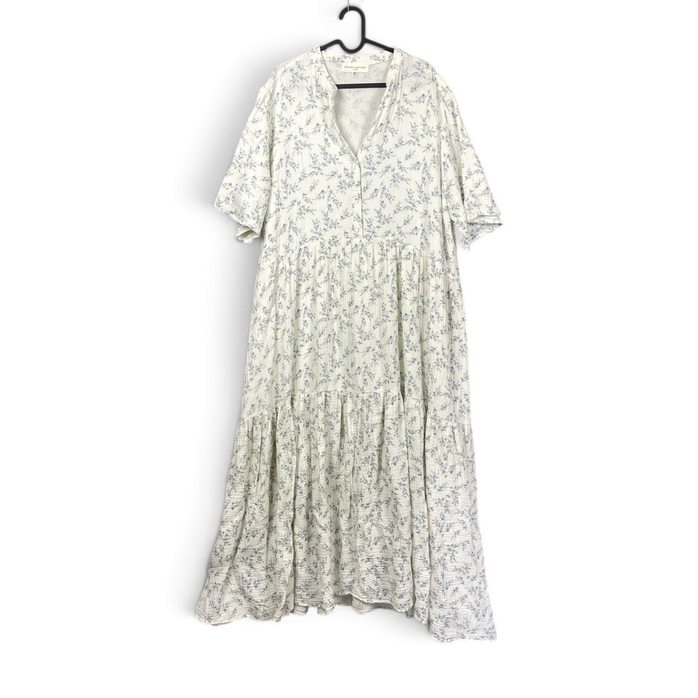 Brass and Roe Floral Cotton Tiered Maxi Dress 3XL Cottagecore Prairie